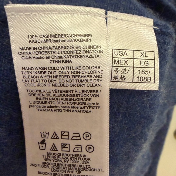 Brooks Brothers 100% Cashmere V-Neck Sweater | XL | Blue - Picture 4 of 4
